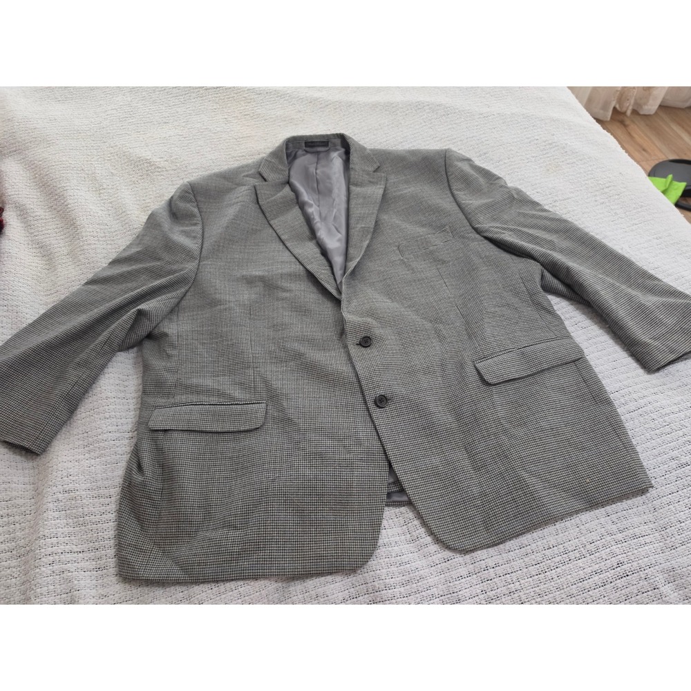 Ralph Lauren Mens‎ 56R Grey Houndstooth Plaid Blazer Sport Coat Jacket